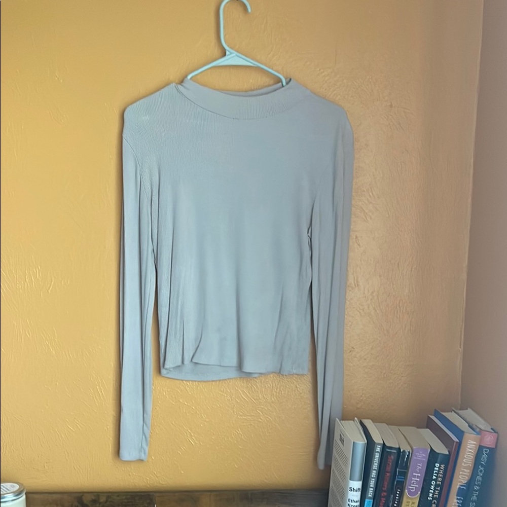 Pink Rose Blue Fitted Long Sleeve T-Shirt